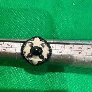 Just in- sterling silver , onyx and spinel ring